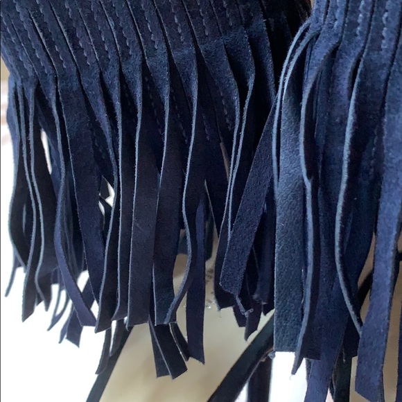 navy fringe ankle heels - Picture 3 of 7